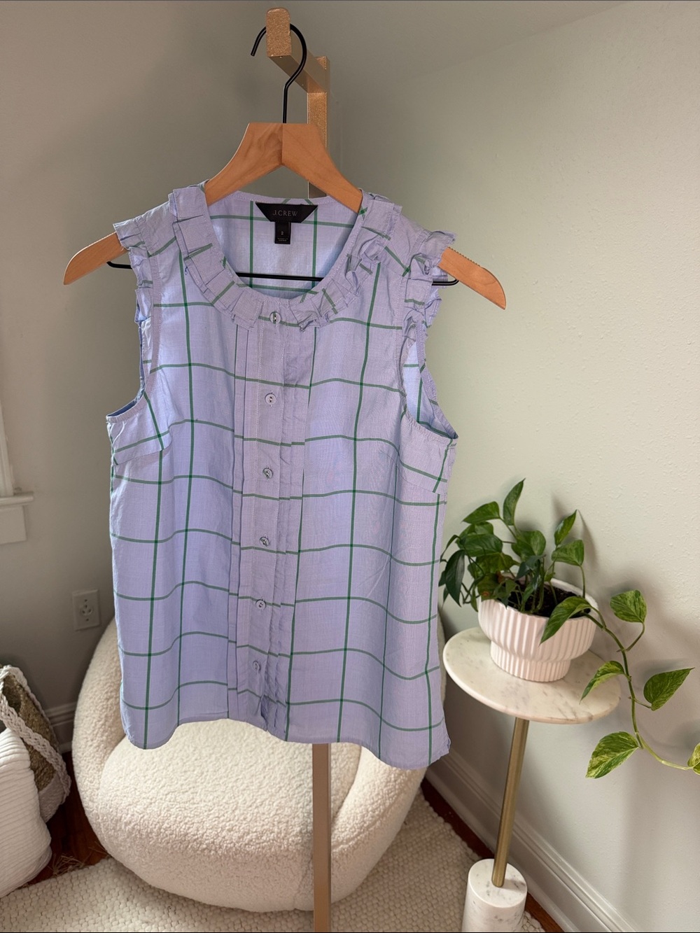J. Crew Ruffle Collar Sleeveless Top